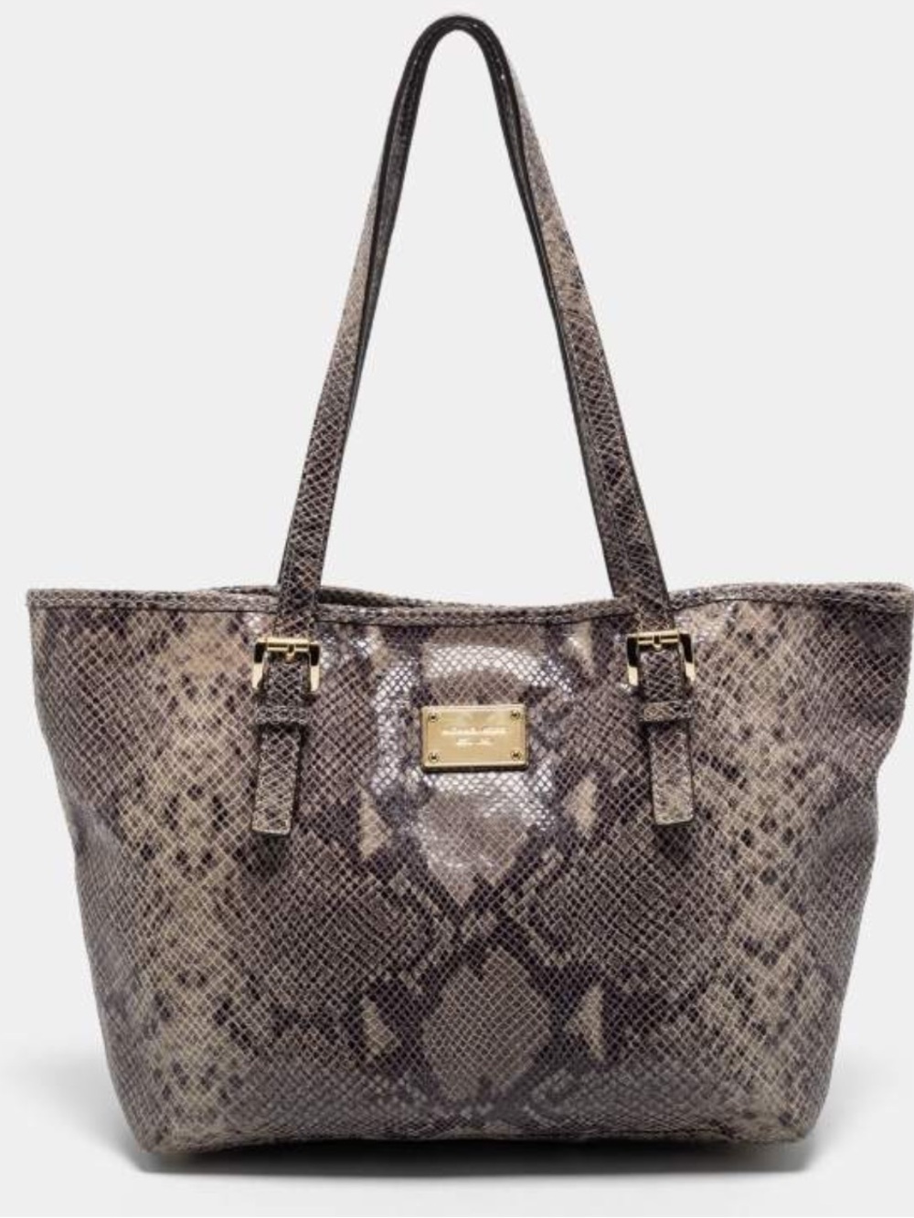 Michael Kors Black/Grey Python Embossed Leather and Suede Tote